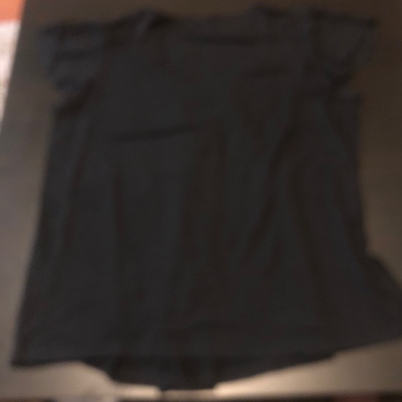 Black Short Sleeve Scoop Neck Top with Detail - Picture 4 of 4